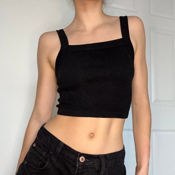 Nwt black ribbed square neck cropped top tank - Cotton On - size M/L - Picture 5 of 8